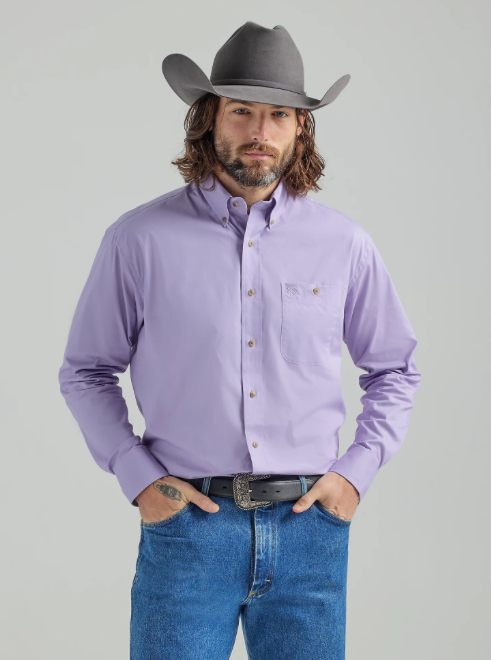 112324859 - Wrangler Men’s George Strait LS Button-Up Shirt - Lilac