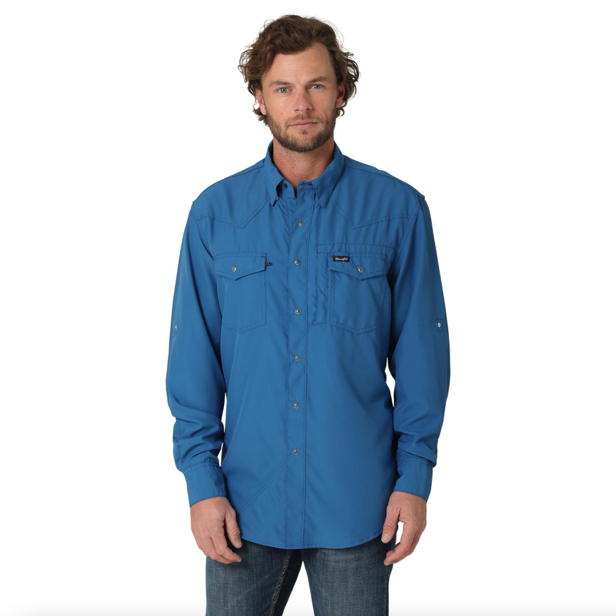 112323767 - Wrangler Men’s Performance LS Solid Shirt - High Tide