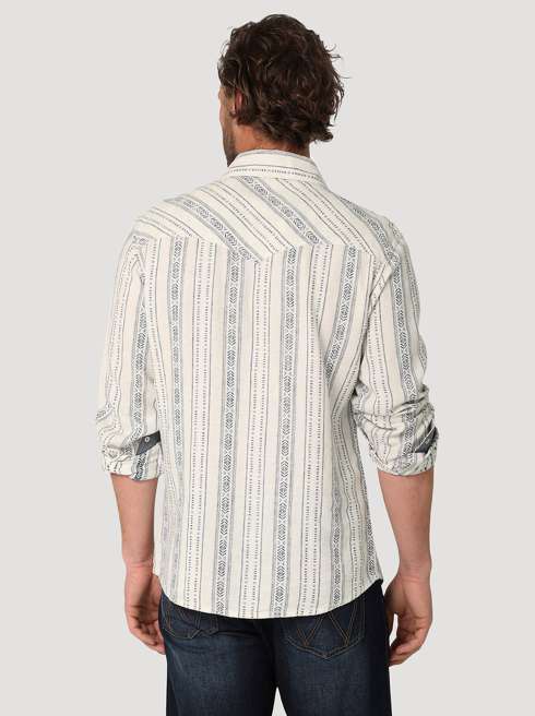 
                  
                    112324846 - Wrangler Men’s Retro Premium LS Linen Western Snap Shirt - White Stripes
                  
                