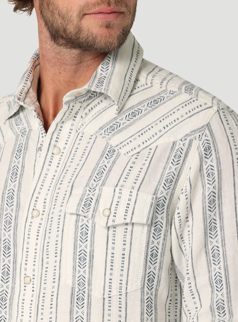 
                  
                    112324846 - Wrangler Men’s Retro Premium LS Linen Western Snap Shirt - White Stripes
                  
                