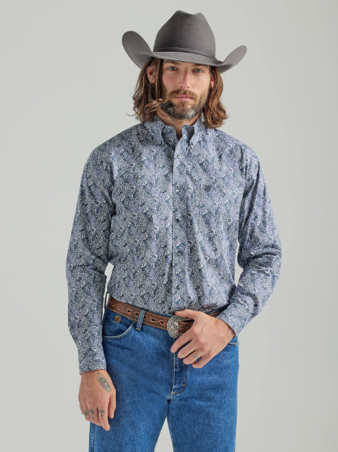 
                  
                    112324861 - Wrangler Men’s George Strait LS Print Shirt - Purple Gray
                  
                