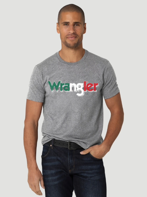 112325776 - Wrangler Men’s Mexico Flag Kabel T-Shirt - Graphite Heather