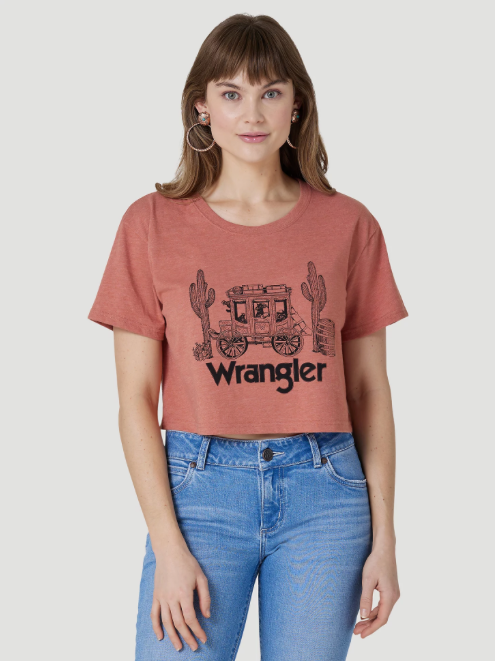 112326490 - Wrangler Women’s Stagecoach Boy Friend Crop Tee - Redwood