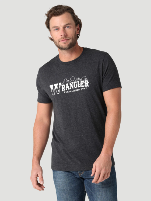 112325726 - Wrangler Men’s West Logo T-Shirt - Caviar Heather