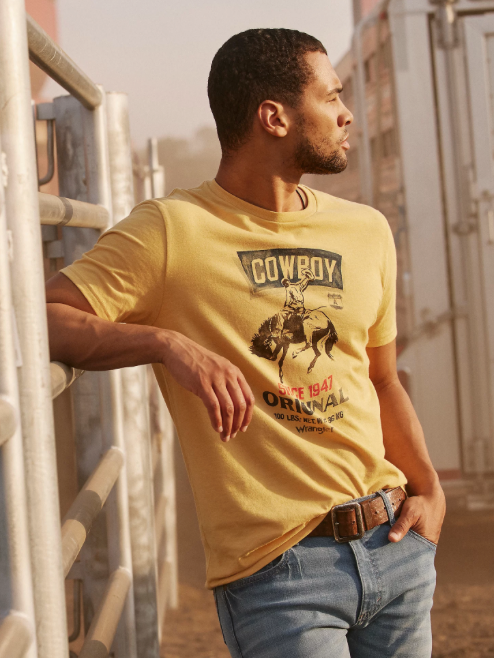 112325710 - Wrangler Men’s Cowboy Seed Bag T-Shirt - Ochre Heather