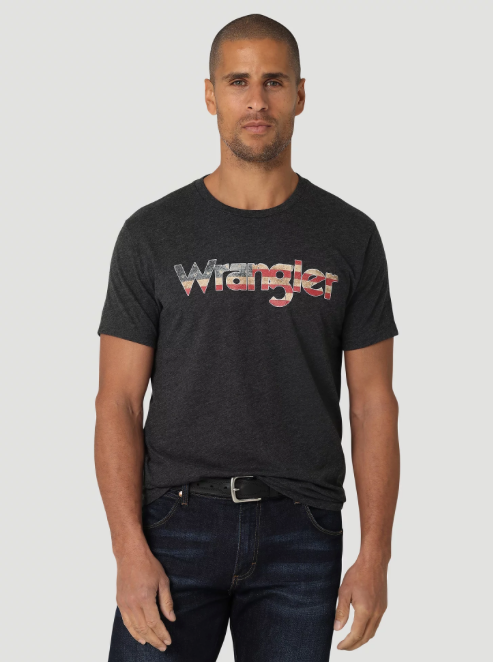 112325766 - Wrangler Men’s American Flag Kabel T-Shirt - Caviar Heather