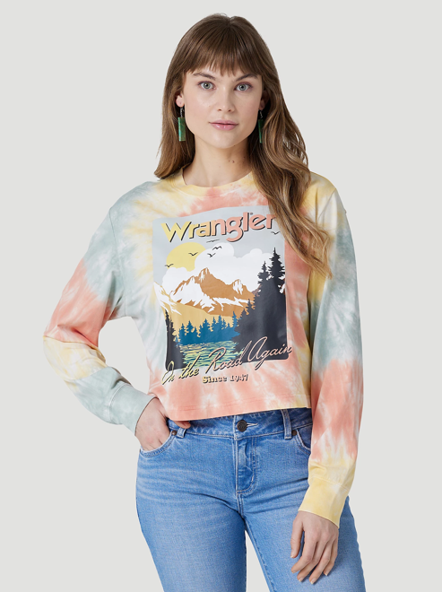 112327239 - Wrangler Women’s Retro LS Tie Dye Cropped Graphic Tee - Tie Dye