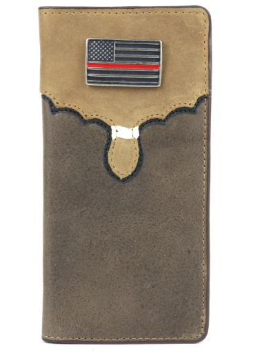 W-152 - Rockin Leather Checkbook Wallet - Thin Red Line