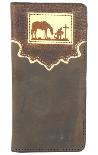 W-147 - Rockin Leather Checkbook Wallet - Cowboy Prayer